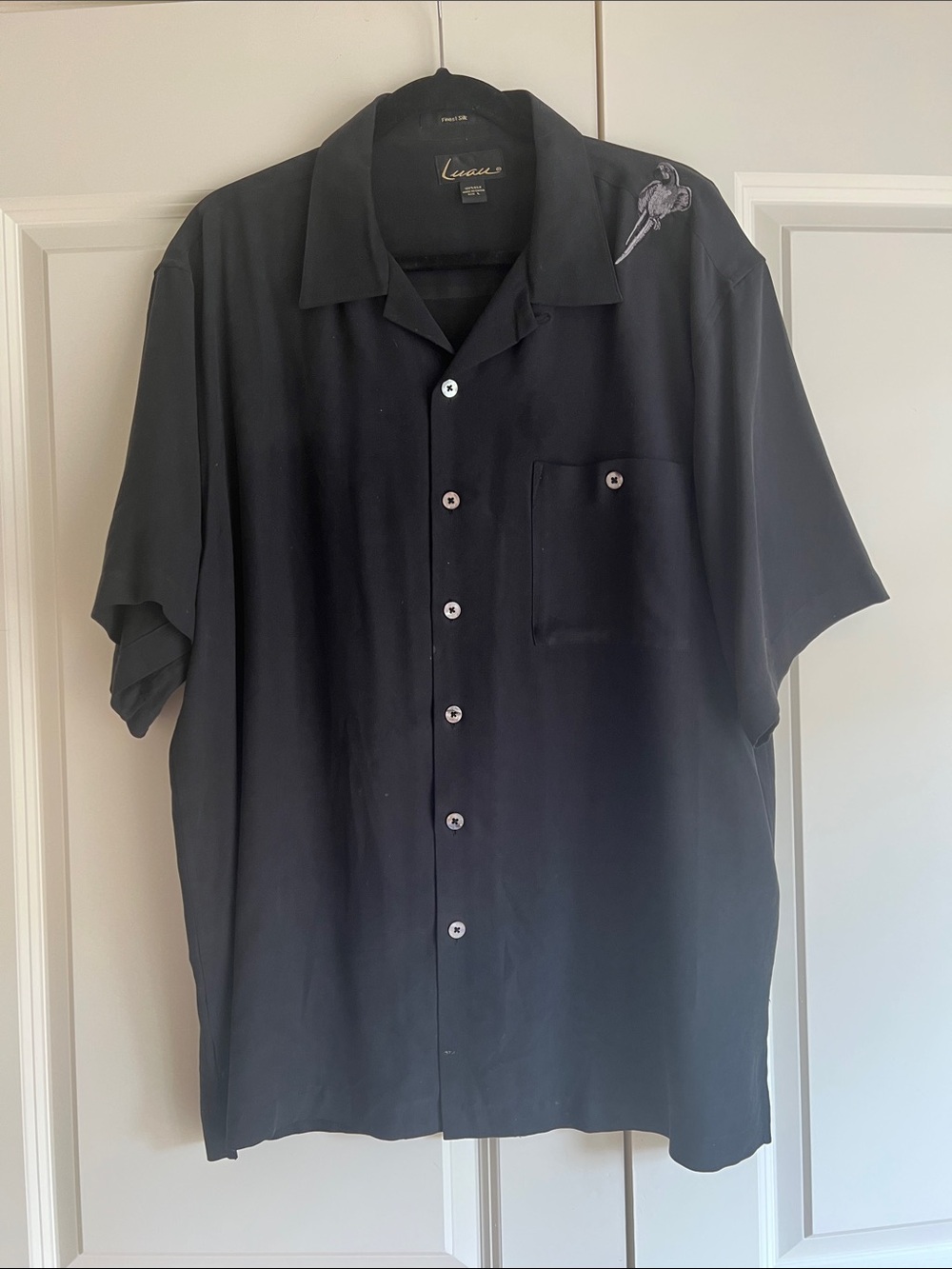 Lightweight silk short sleeve men’s shirt- Black